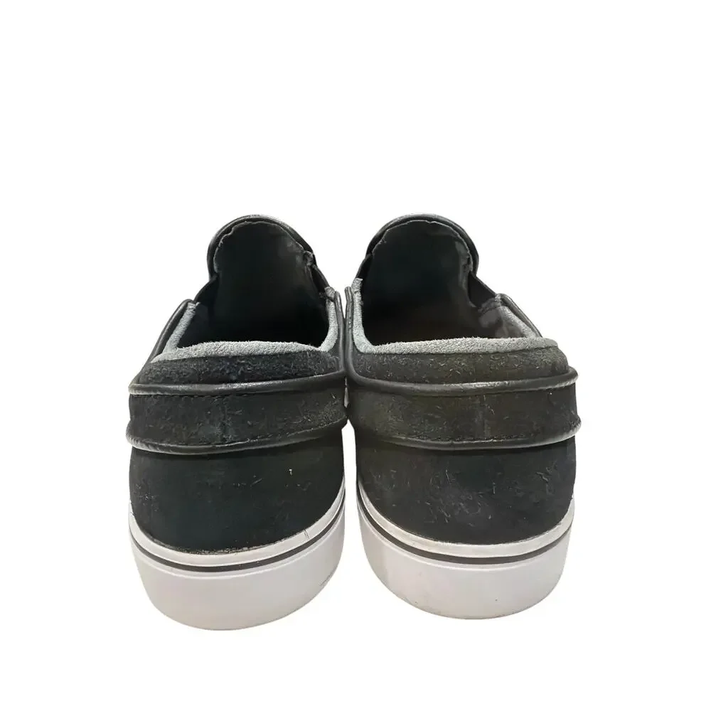 Nike Men's Sz 8 SB Zoom Stefan Janoski Slip-On shoes black Suede white swoosh